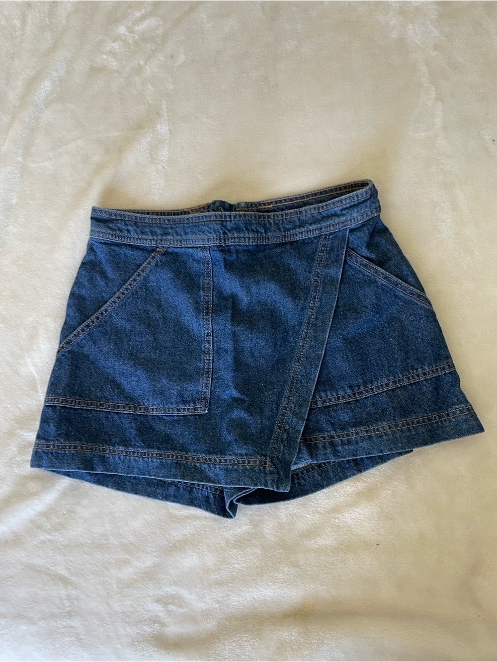 H&M Dark Blue Denim Wrap Skort